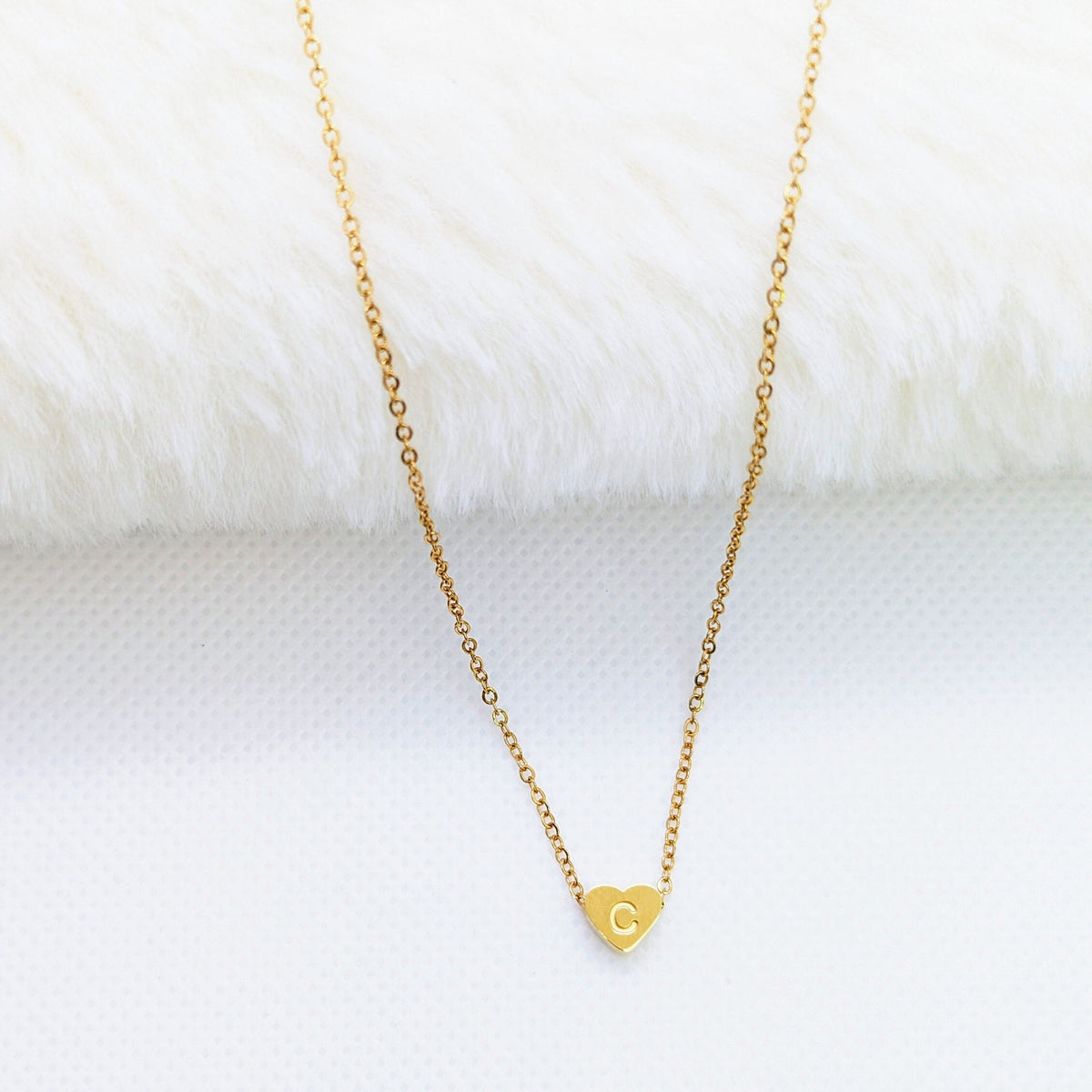 Personalized Gold Heart Initial Necklace: Stainless Steel Pendant, gift for mother