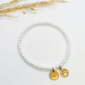Personalized Pearl Bracelet: Gold Initial, Paw Charm, Pet Memorial, gift for Mother