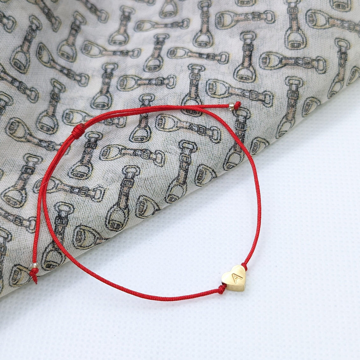 Initial Heart String Bracelet: Gold-Plated Stainless Steel, Adjustable, personalized jewelry gift