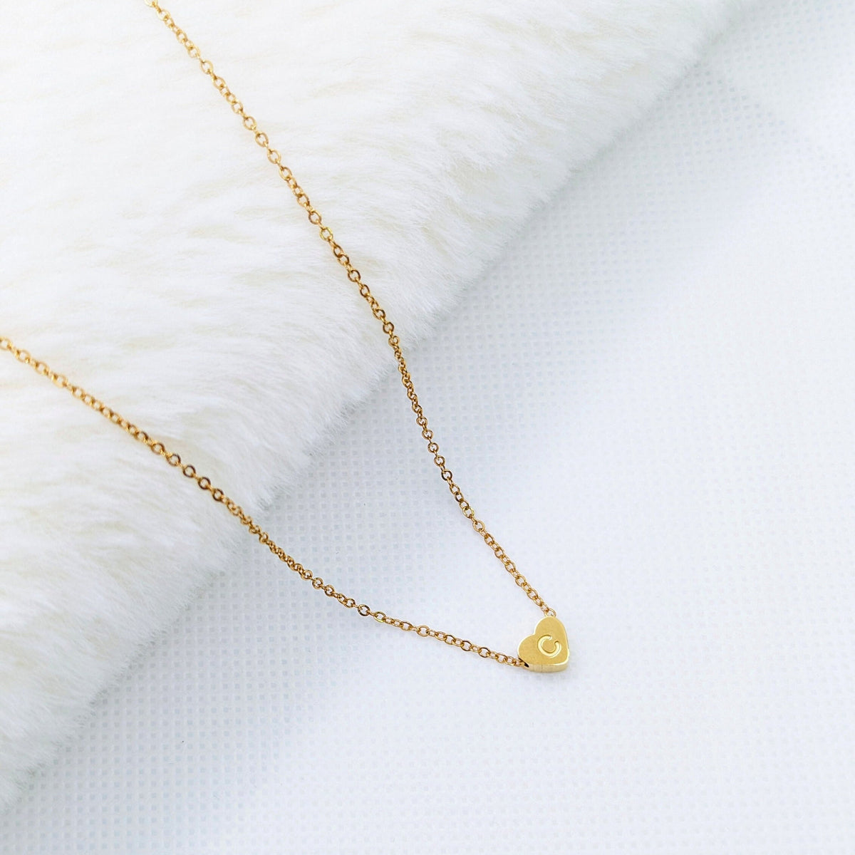 Personalized Gold Heart Initial Necklace: Stainless Steel Pendant, gift for mother