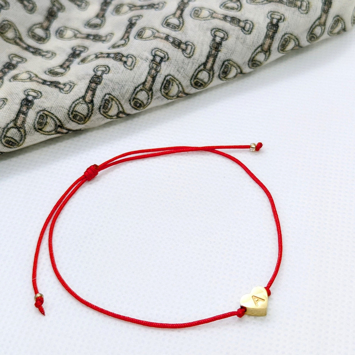 Initial Heart String Bracelet: Gold-Plated Stainless Steel, Adjustable, personalized jewelry gift