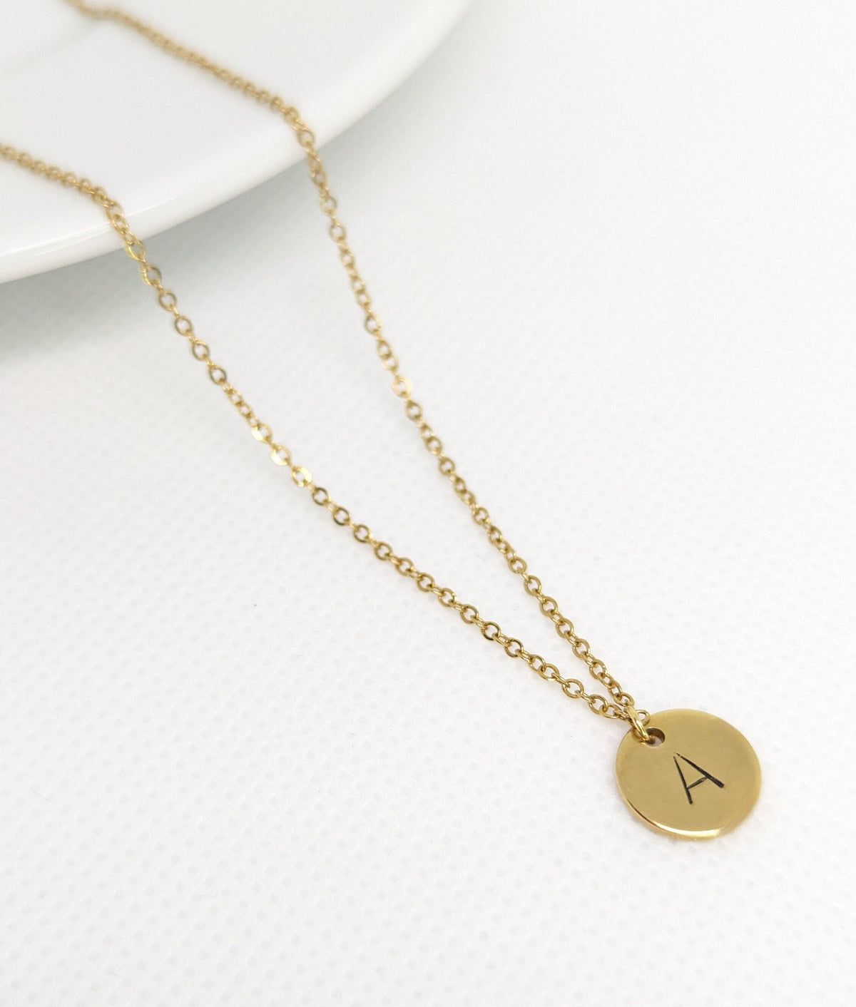Personalized Initial Disc Necklace: Gold Minimalist Necklace, Mothers Day Gift for Her