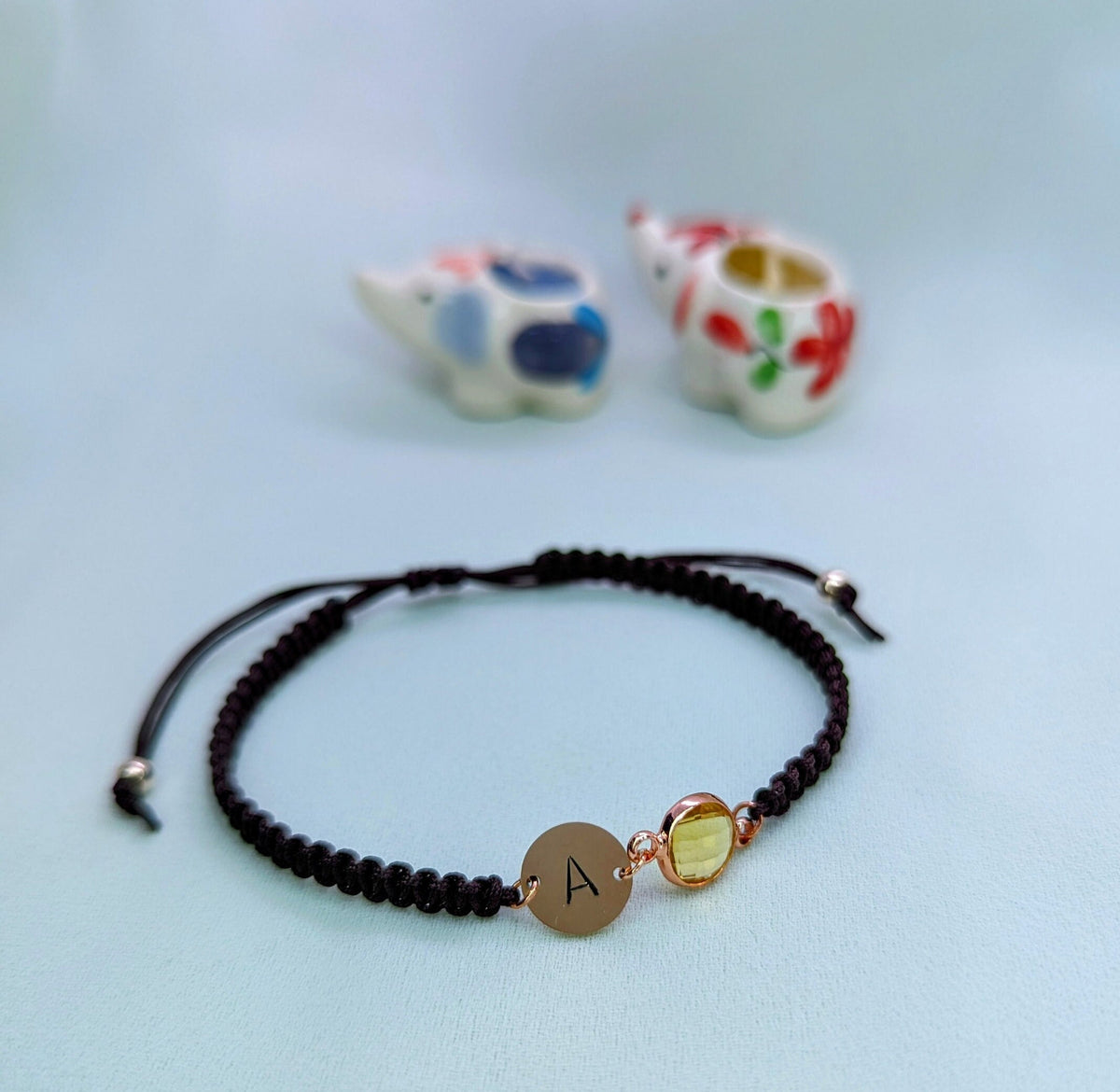Rose Gold Initial Bracelet: Personalized Birthstone Rope Jewelry