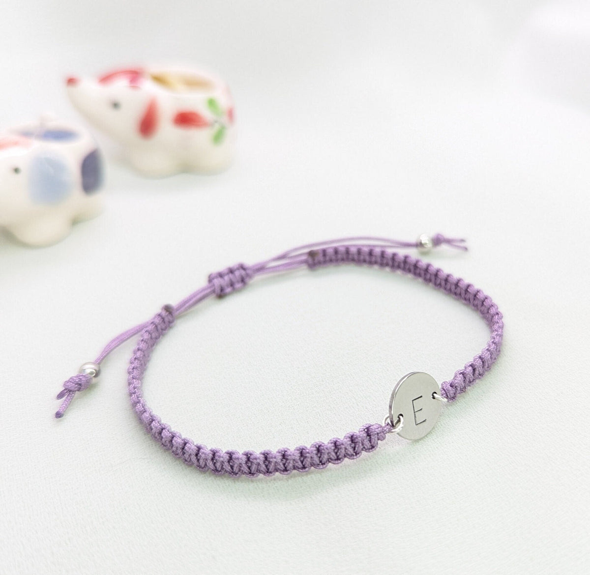 Custom Initial Rope Bracelet: Silver Charm, Personalized Friendship Gift, Mothers Day Gift for Her