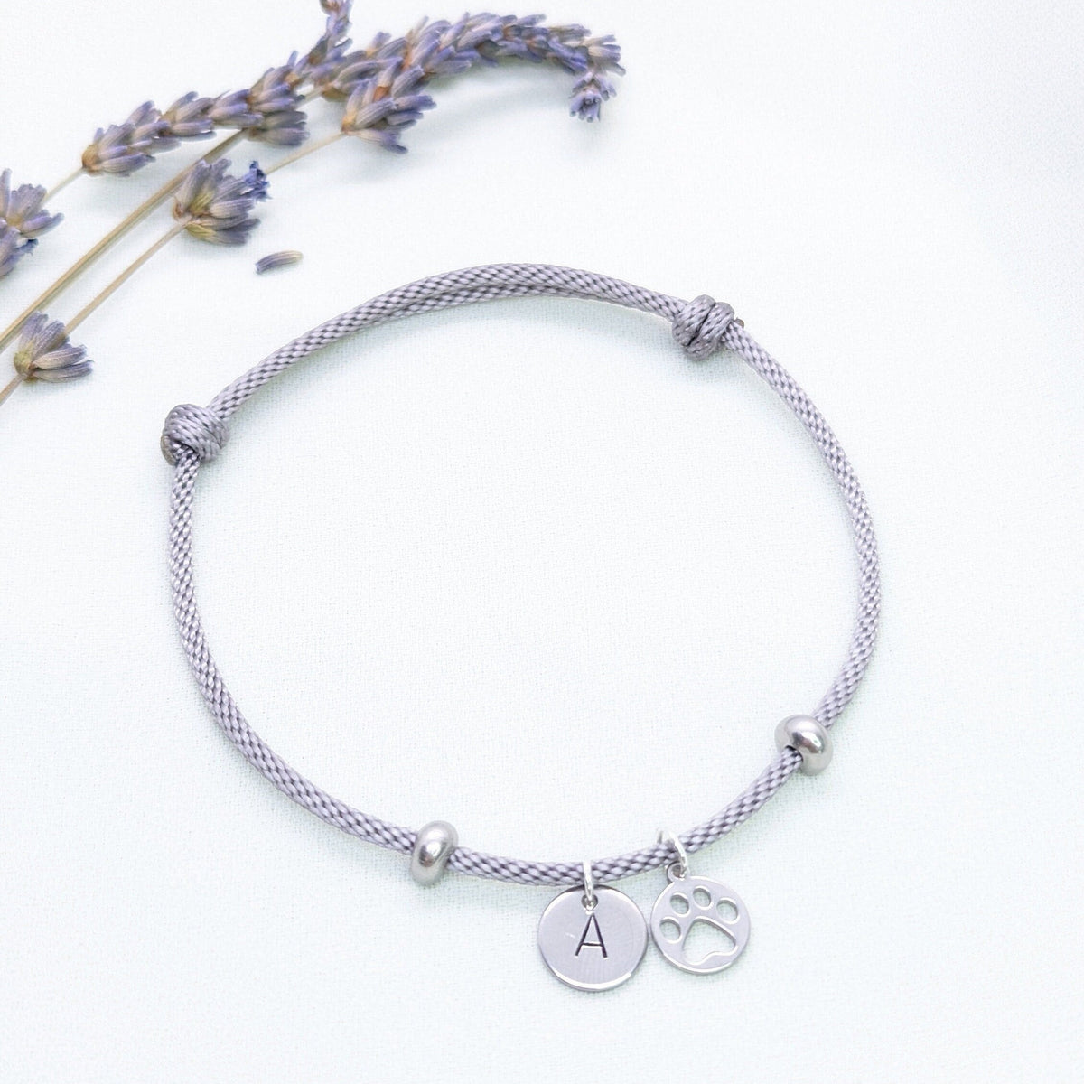 Personalised Paw Print Bracelet, Initial Dog Paw Charm, Pet Memorial Gift