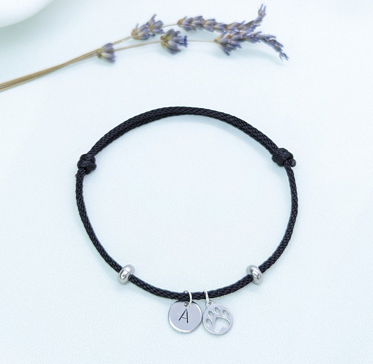 Personalised Paw Print Bracelet, Initial Dog Paw Charm, Pet Memorial Gift