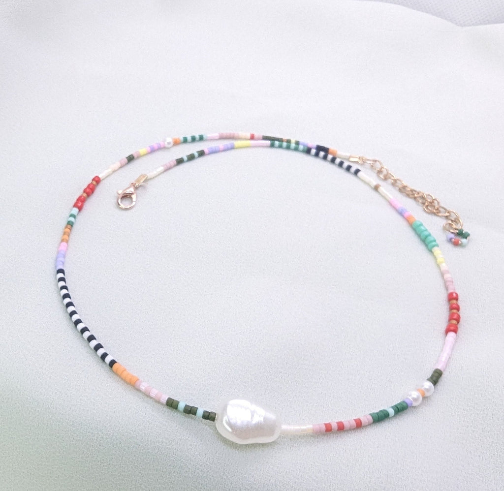 Beaded Summer Necklace Set: Pearl, Cherry & Grape Chokers
