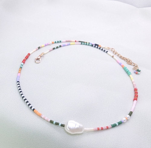 Beaded Summer Necklace Set: Pearl, Cherry & Grape Chokers