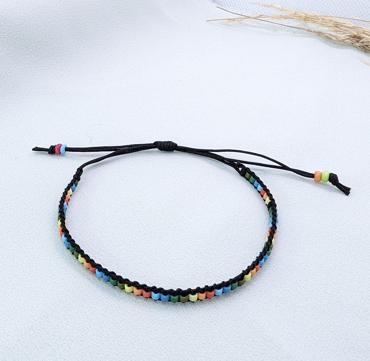 Handmade Surfer Bead Bracelet: Adjustable Macrame Friendship Jewelry