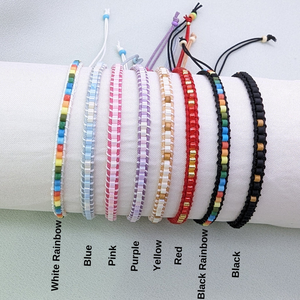 Handmade Surfer Bead Bracelet: Adjustable Macrame Friendship Jewelry