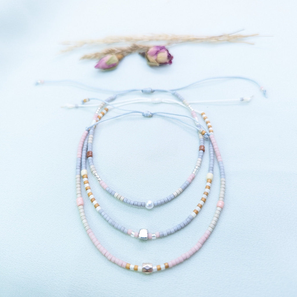 Beaded Summer Bracelet Anklet Set: Adjustable Boho Friendship Jewelry