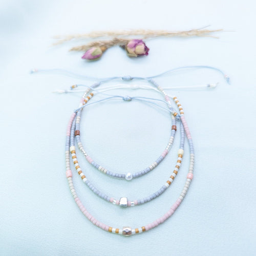 Beaded Summer Bracelet Anklet Set: Adjustable Boho Friendship Jewelry