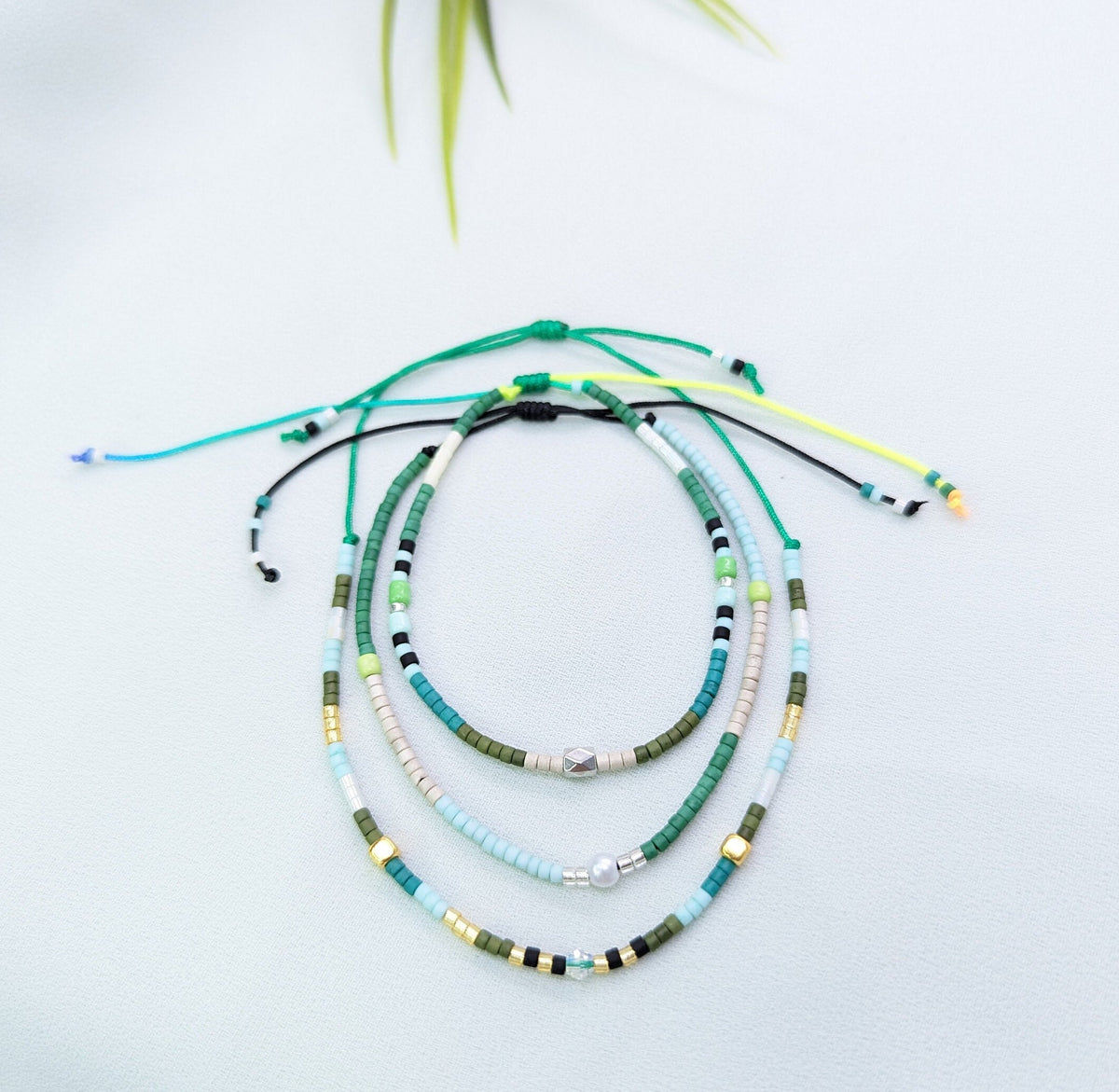 Beaded Summer Bracelet Anklet Set: Adjustable Boho Friendship Jewelry