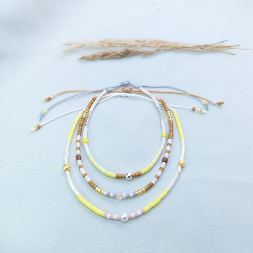 Beaded Summer Bracelet Anklet Set: Adjustable Boho Friendship Jewelry