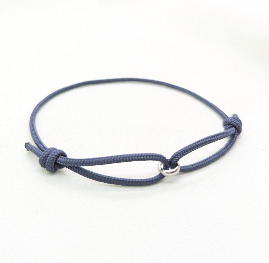 Men's Rope Bracelet, Waterproof Cord Bracelet with Stainless Steel Ring