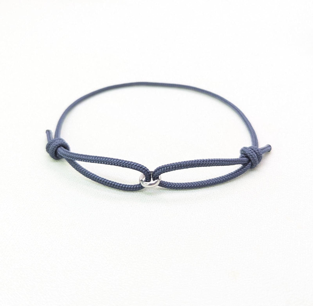 Men's Rope Bracelet, Waterproof Cord Bracelet with Stainless Steel Ring