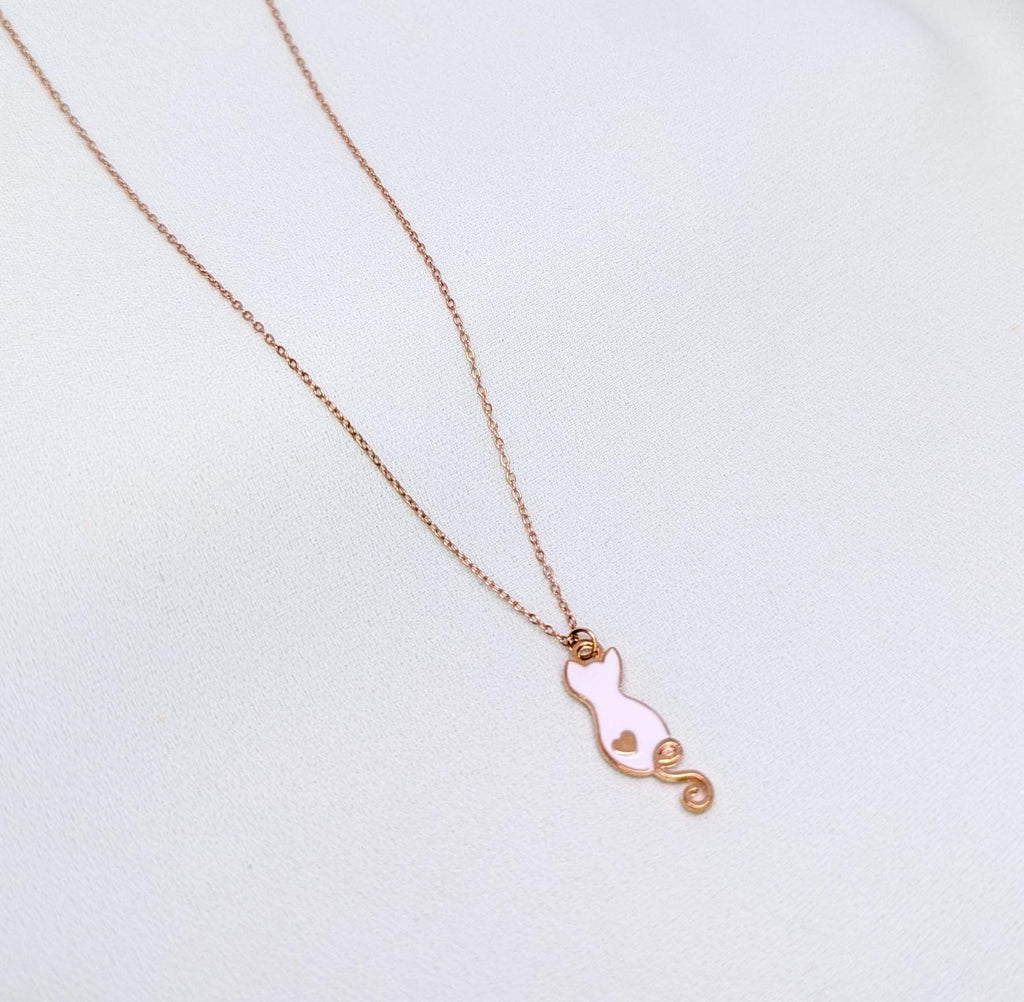 Personalized Cat Necklace: Rose Gold Initial Pendant, Cat Lover Gift