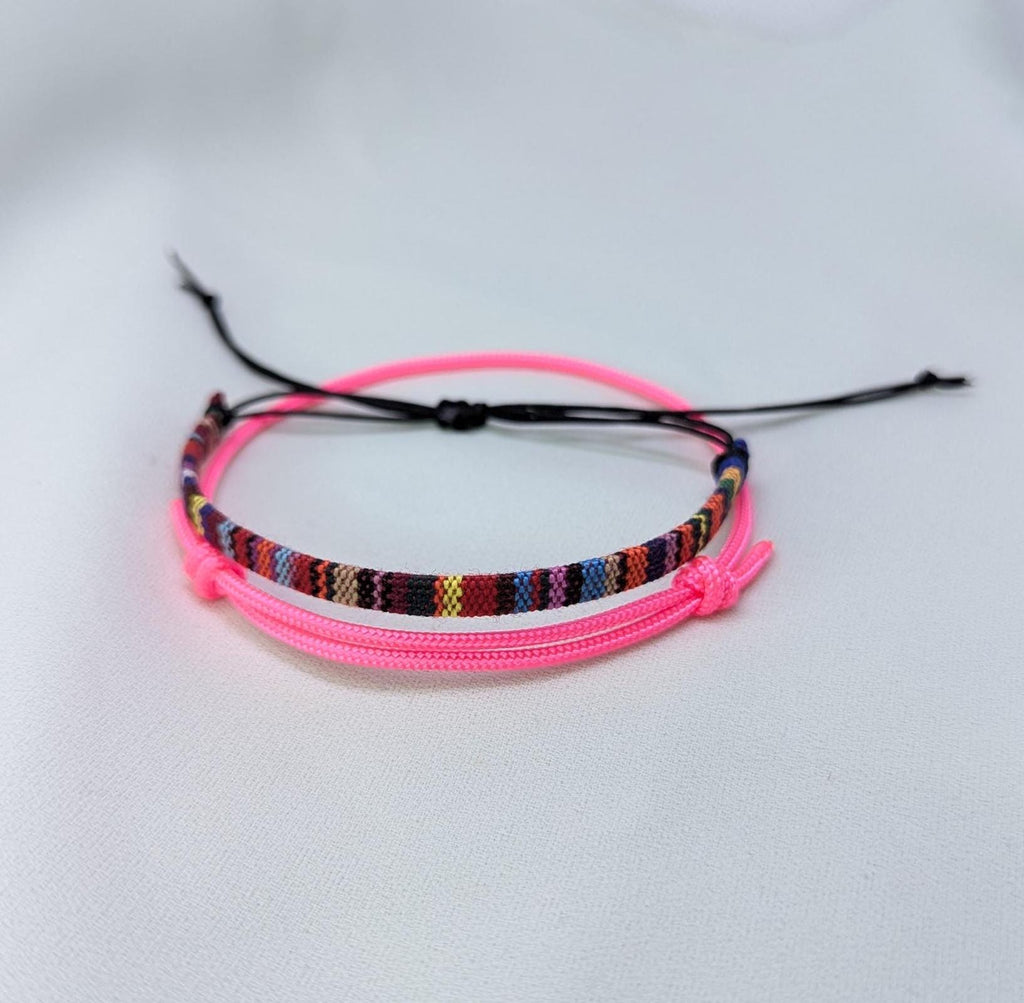 Surfer Bracelet Set, Woven Friendship Bracelet, Adjustable Paracord Bracelet