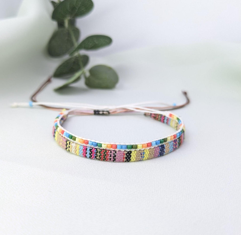 Boho Beaded Friendship Bracelet Set: Handmade Woven Adjustable Jewelry