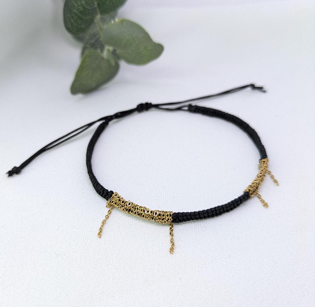 Woven Boho Bracelet: Stainless Steel Chain, Waterproof Rope, Summer Jewelry