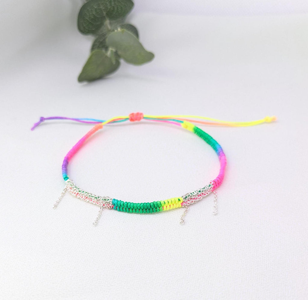 Woven Boho Bracelet: Stainless Steel Chain, Waterproof Rope, Summer Jewelry