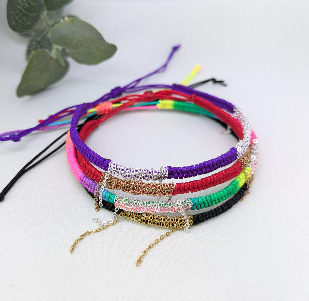 Woven Boho Bracelet: Stainless Steel Chain, Waterproof Rope, Summer Jewelry