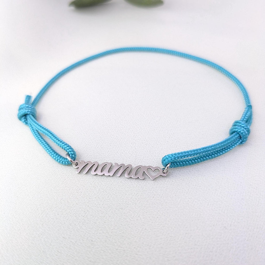 Dainty Mama Charm Bracelet: Adjustable Rope Chain, Mothers Day Gift for Her