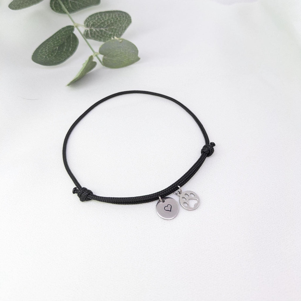 Personalized Initial Paw Print Bracelet: Silver Pet Memorial Jewelry