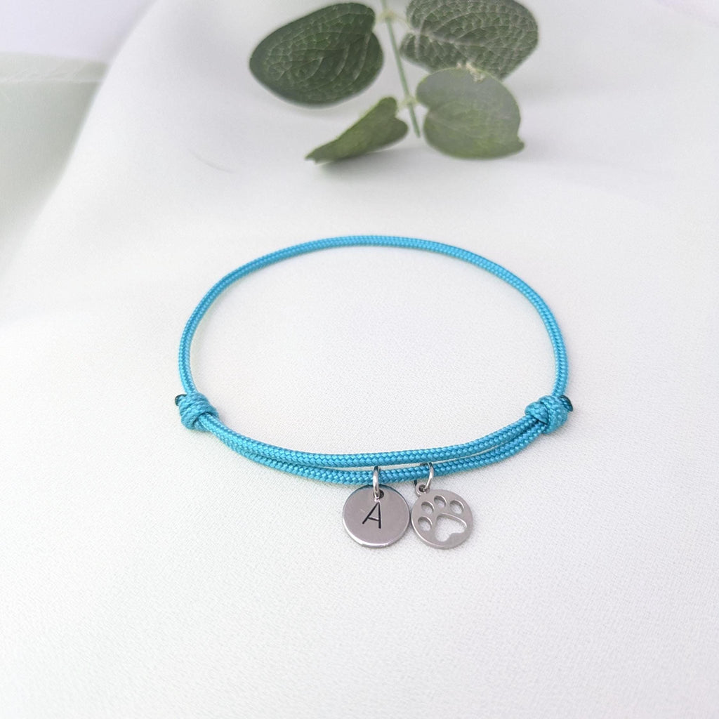 Personalized Initial Paw Print Bracelet: Silver Pet Memorial Jewelry