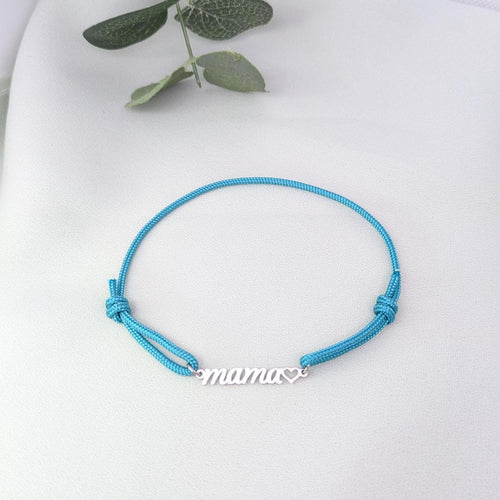Dainty Mama Charm Bracelet: Adjustable Rope Chain, Mothers Day Gift for Her