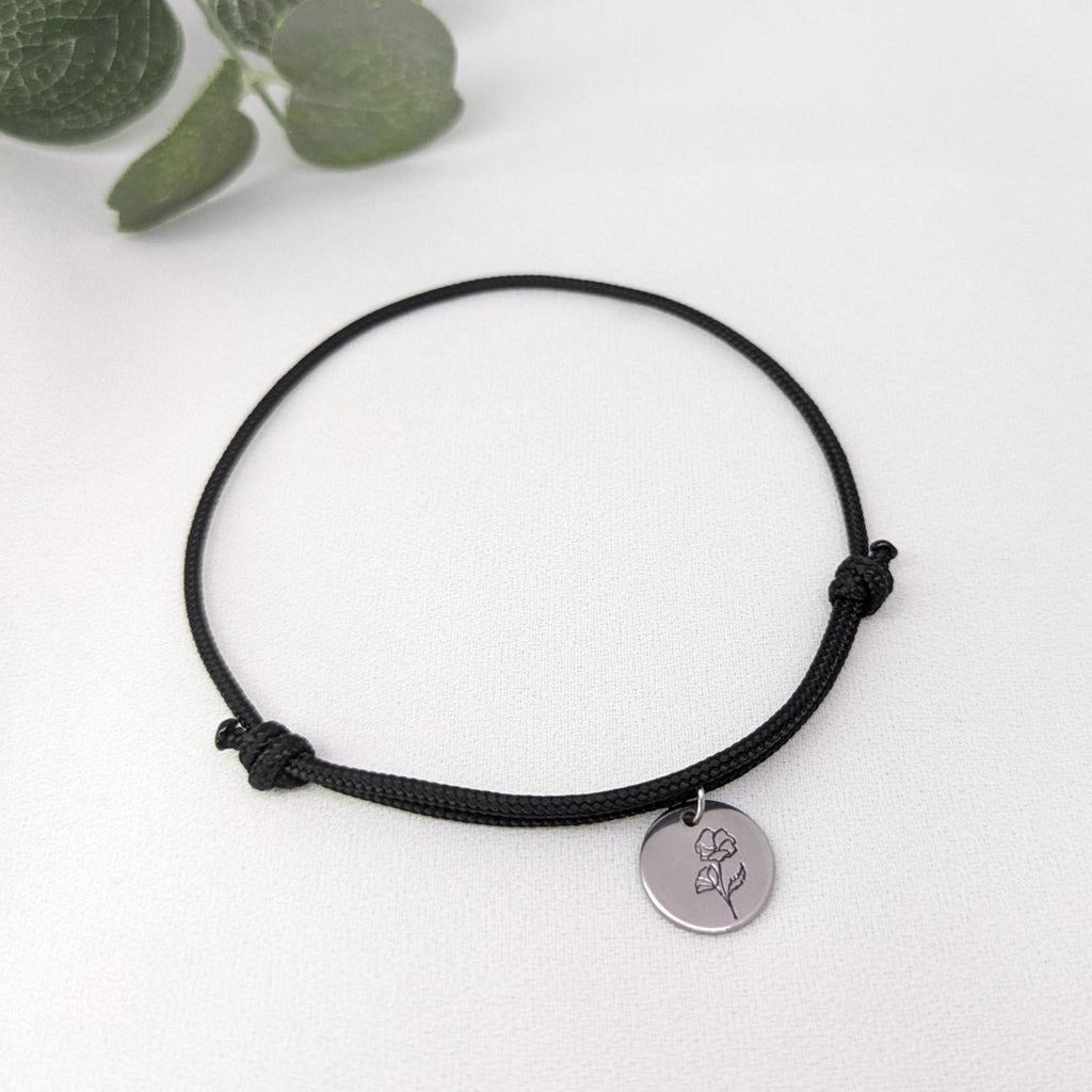 Personalized Birth Flower Bracelet: Dainty Gold Initial Charm