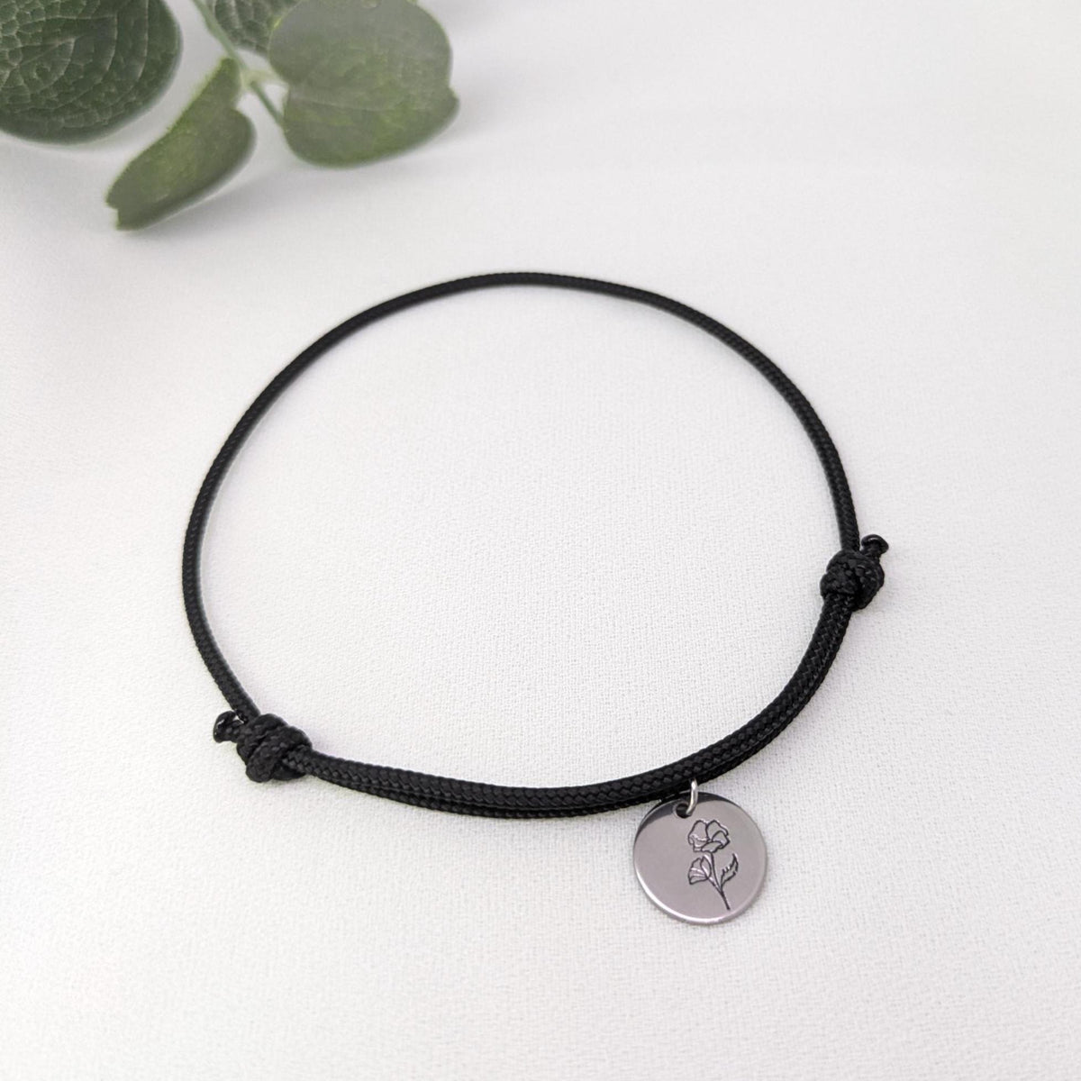 Personalized Birth Flower Bracelet: Dainty Gold Initial Charm