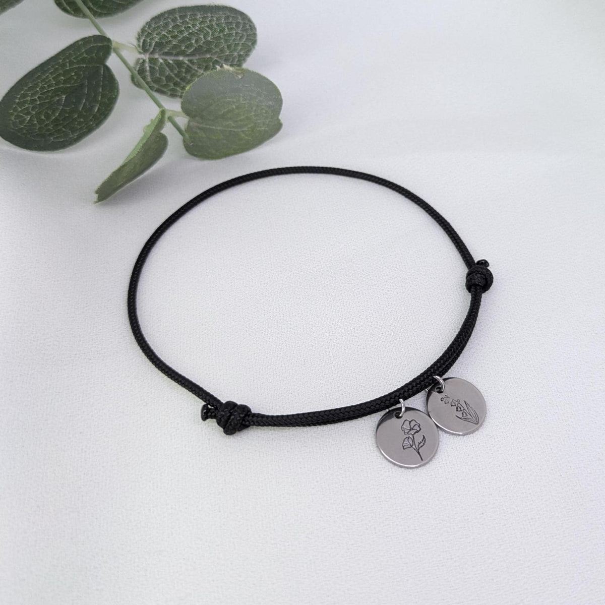 Personalized Birth Flower Bracelet: Dainty Gold Initial Charm