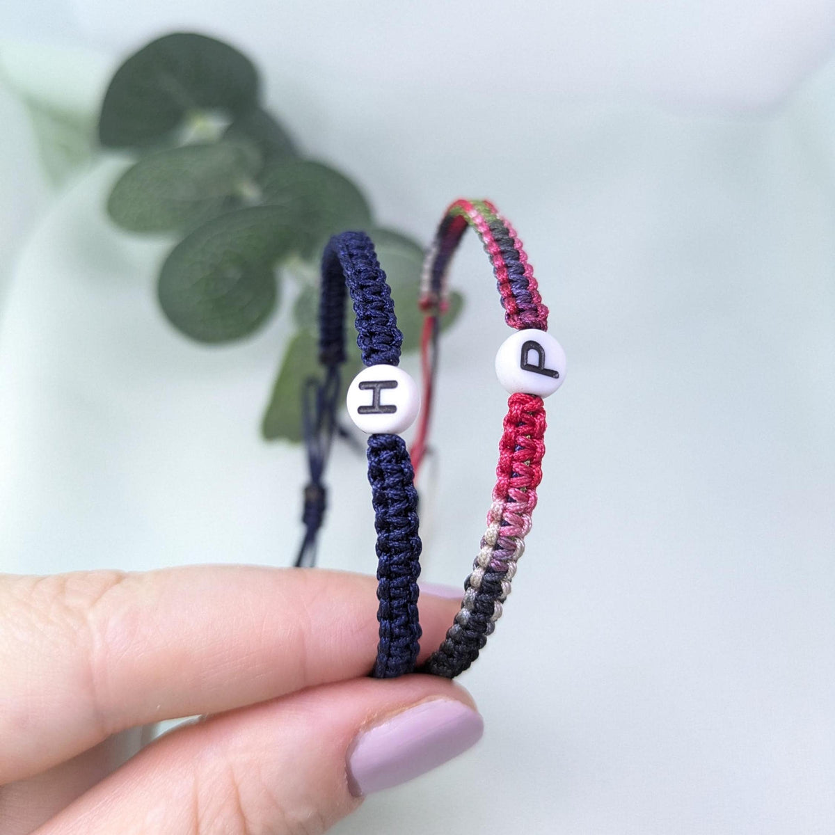 Matching Initial Bracelets, Personalised Woven Couple Bracelet Set