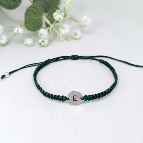 Custom Initial Rope Bracelet: Silver Charm, Personalized Friendship Gift, Mothers Day Gift for Her