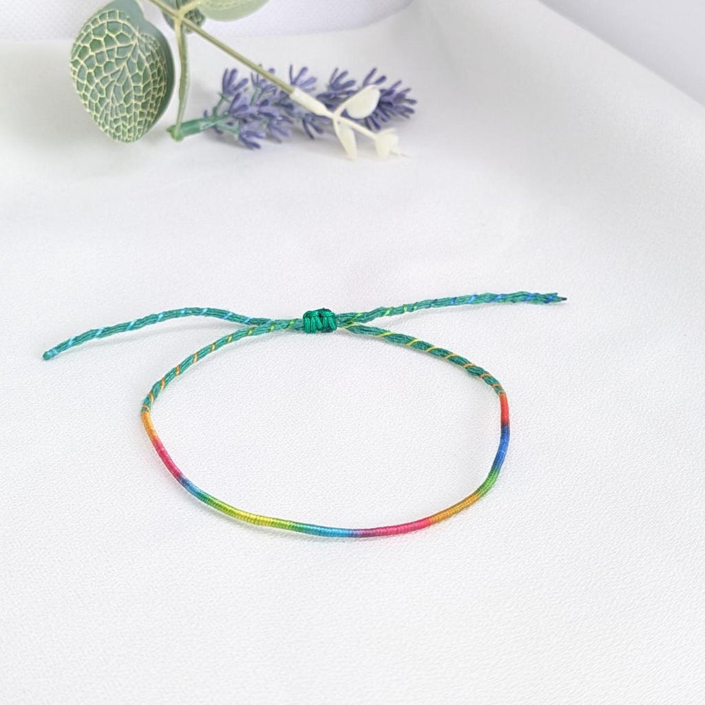 Rainbow String Bracelet, Adjustable Friendship Bracelet  Waterproof Cord