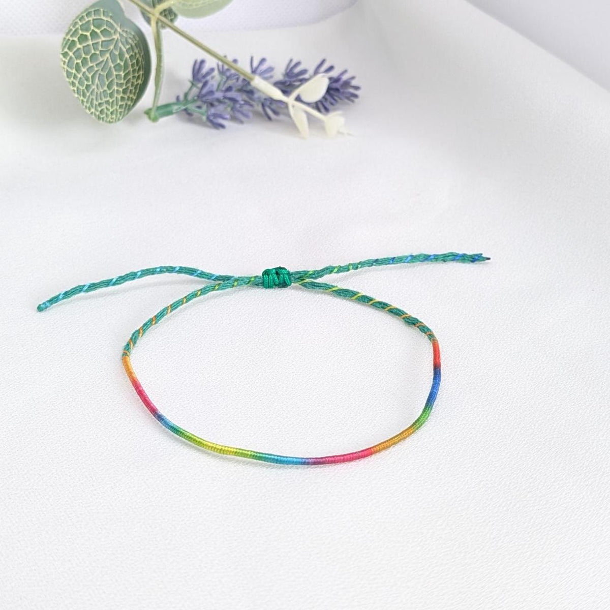 Rainbow String Bracelet, Adjustable Friendship Bracelet  Waterproof Cord