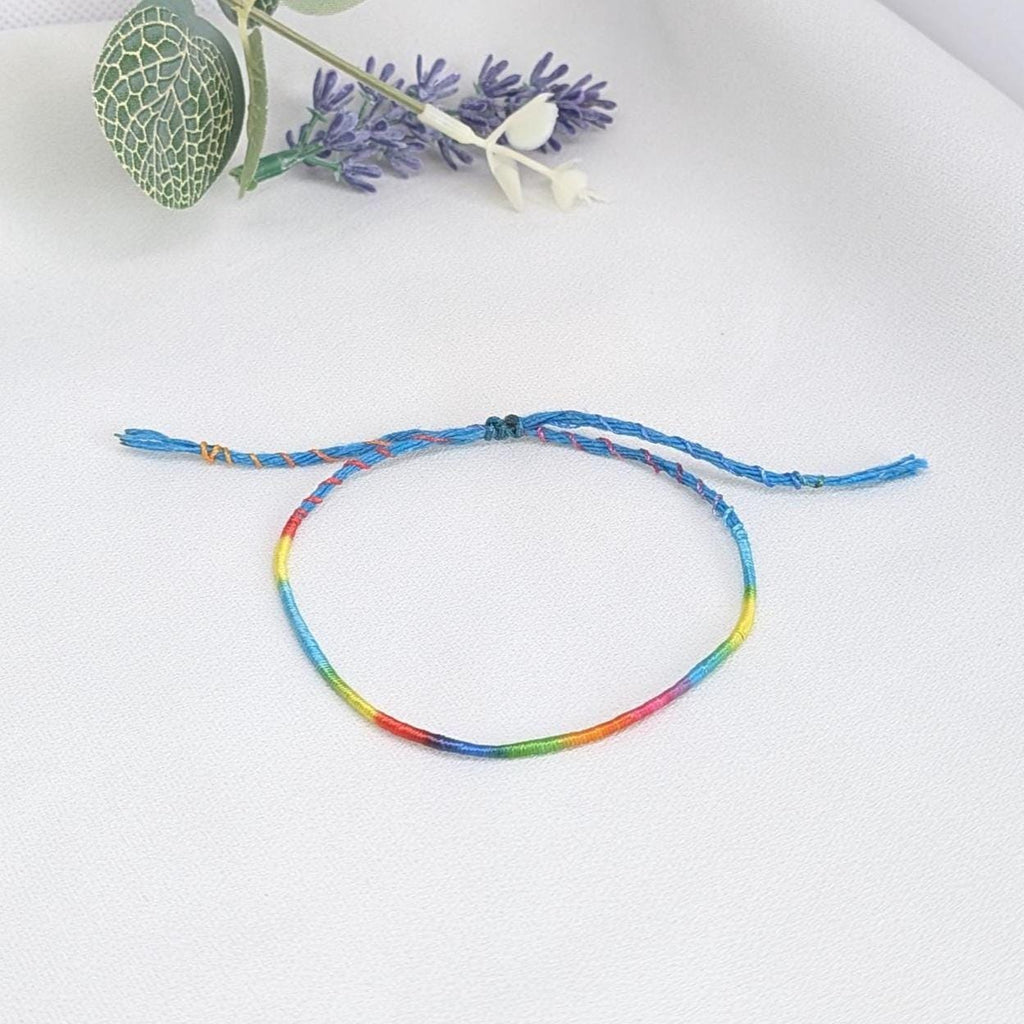 Rainbow String Bracelet, Adjustable Friendship Bracelet  Waterproof Cord