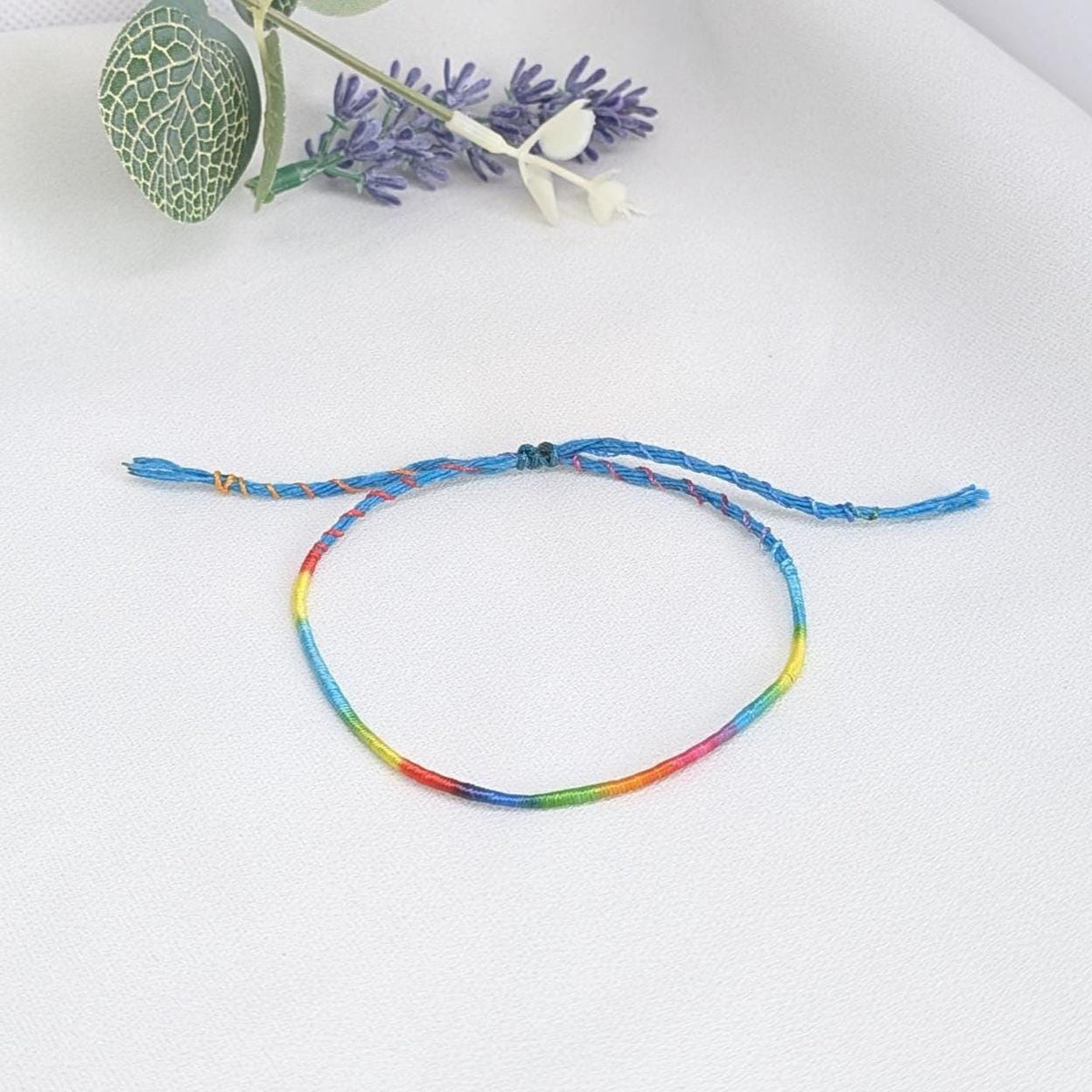 Rainbow String Bracelet, Adjustable Friendship Bracelet  Waterproof Cord