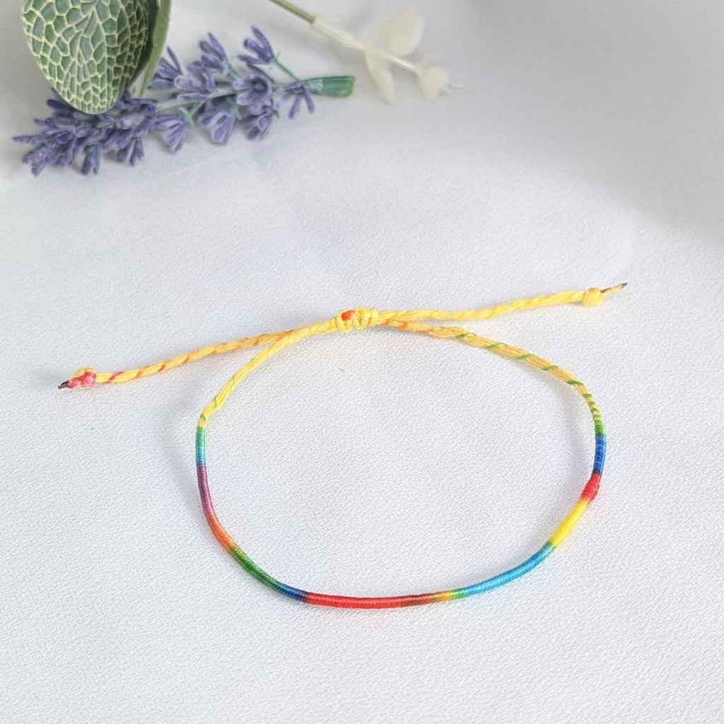Rainbow String Bracelet, Adjustable Friendship Bracelet  Waterproof Cord