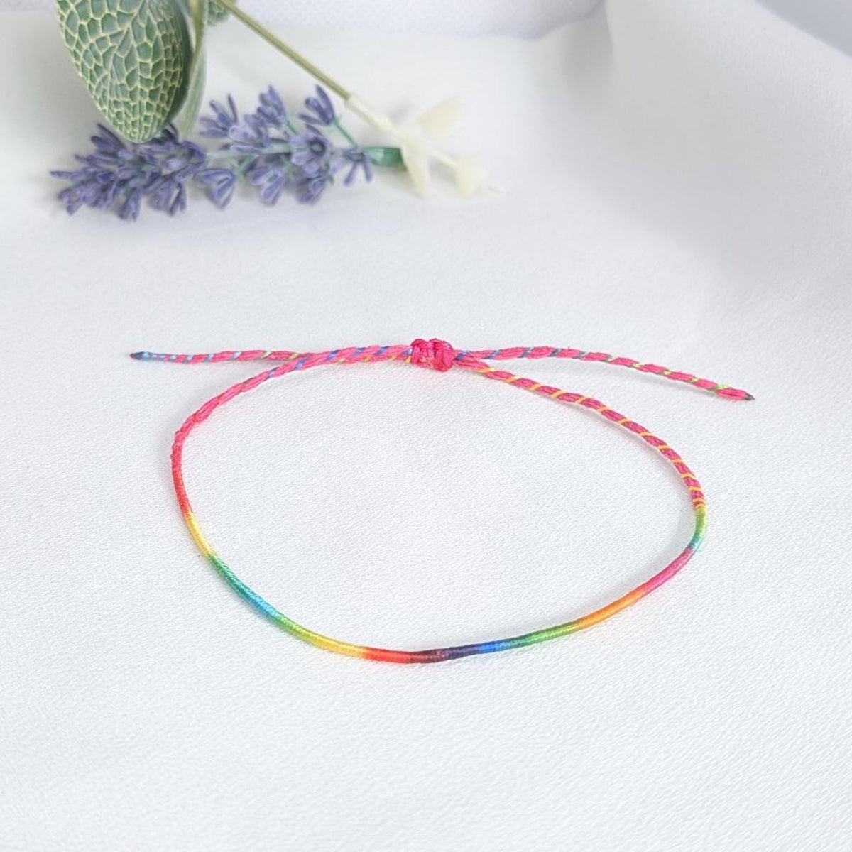 Rainbow String Bracelet, Adjustable Friendship Bracelet  Waterproof Cord