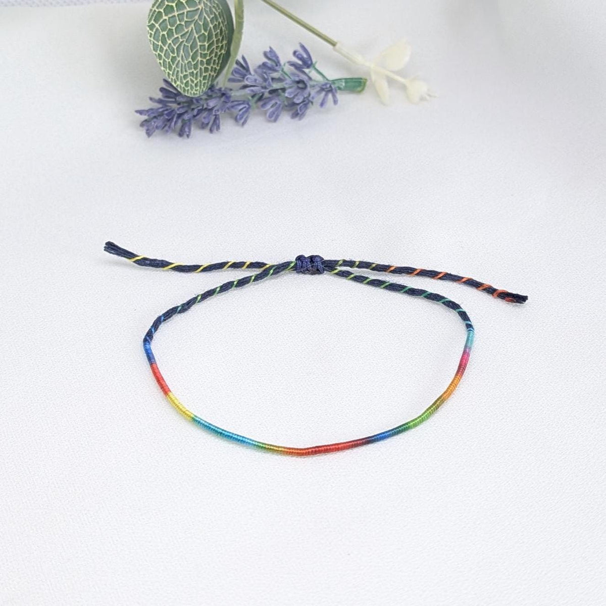 Rainbow String Bracelet, Adjustable Friendship Bracelet  Waterproof Cord