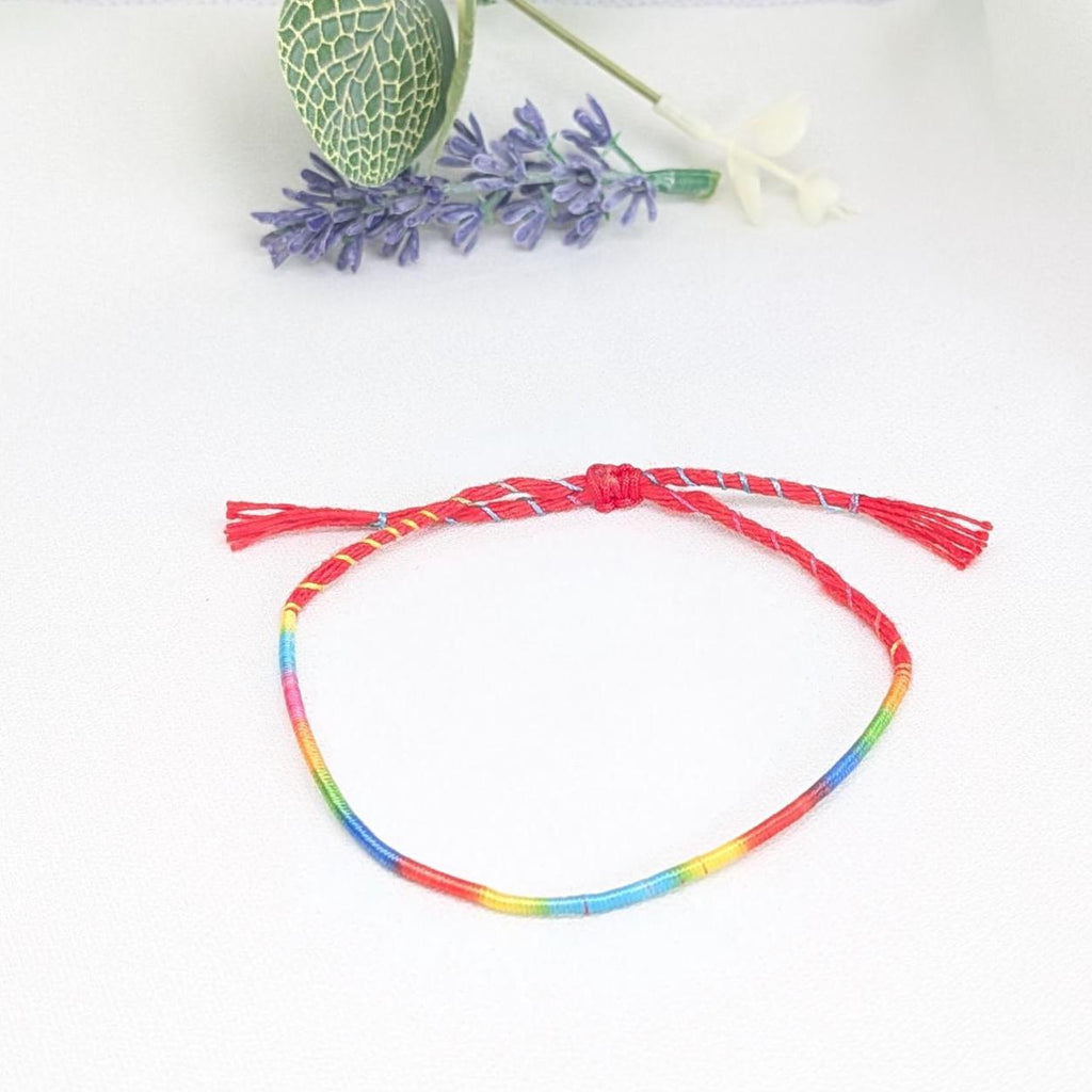 Rainbow String Bracelet, Adjustable Friendship Bracelet  Waterproof Cord