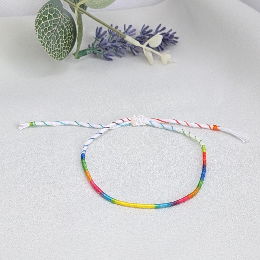 Rainbow String Bracelet, Adjustable Friendship Bracelet  Waterproof Cord