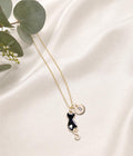 Personalised Black Cat Necklace, Gold Initial Disc, Minimalist Gift