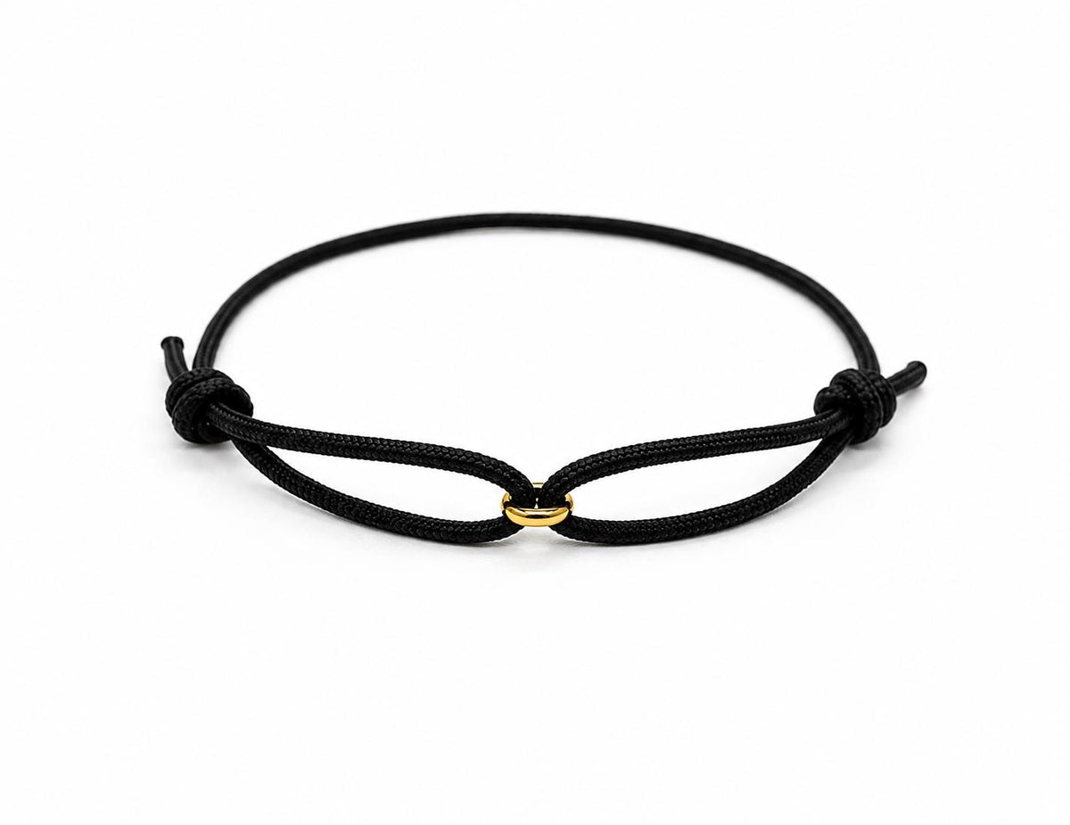 Men's Rope Bracelet, Waterproof Cord Bracelet with Stainless Steel Ring