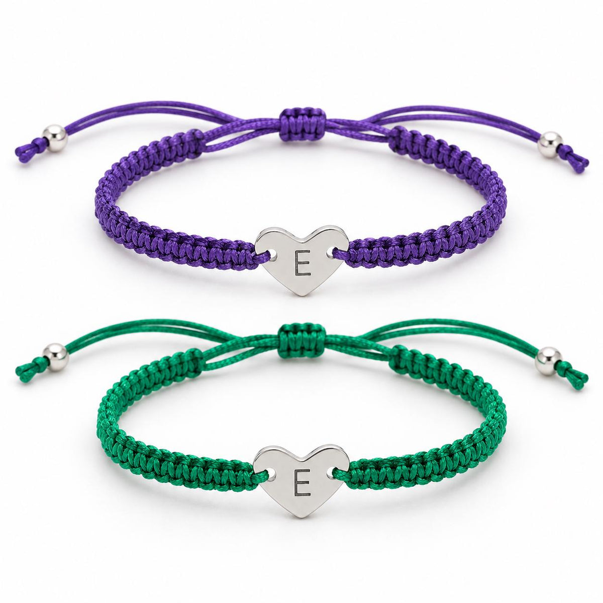 Personalised Rope Bracelet, Initial Heart Charm, Adjustable Friendship Jewellery