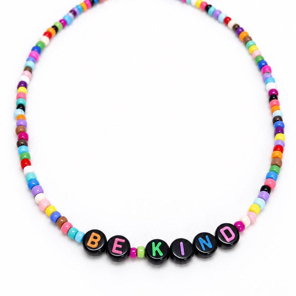 Personalised Beaded Necklace, Kids Name Necklace, Colourful Bead Choker