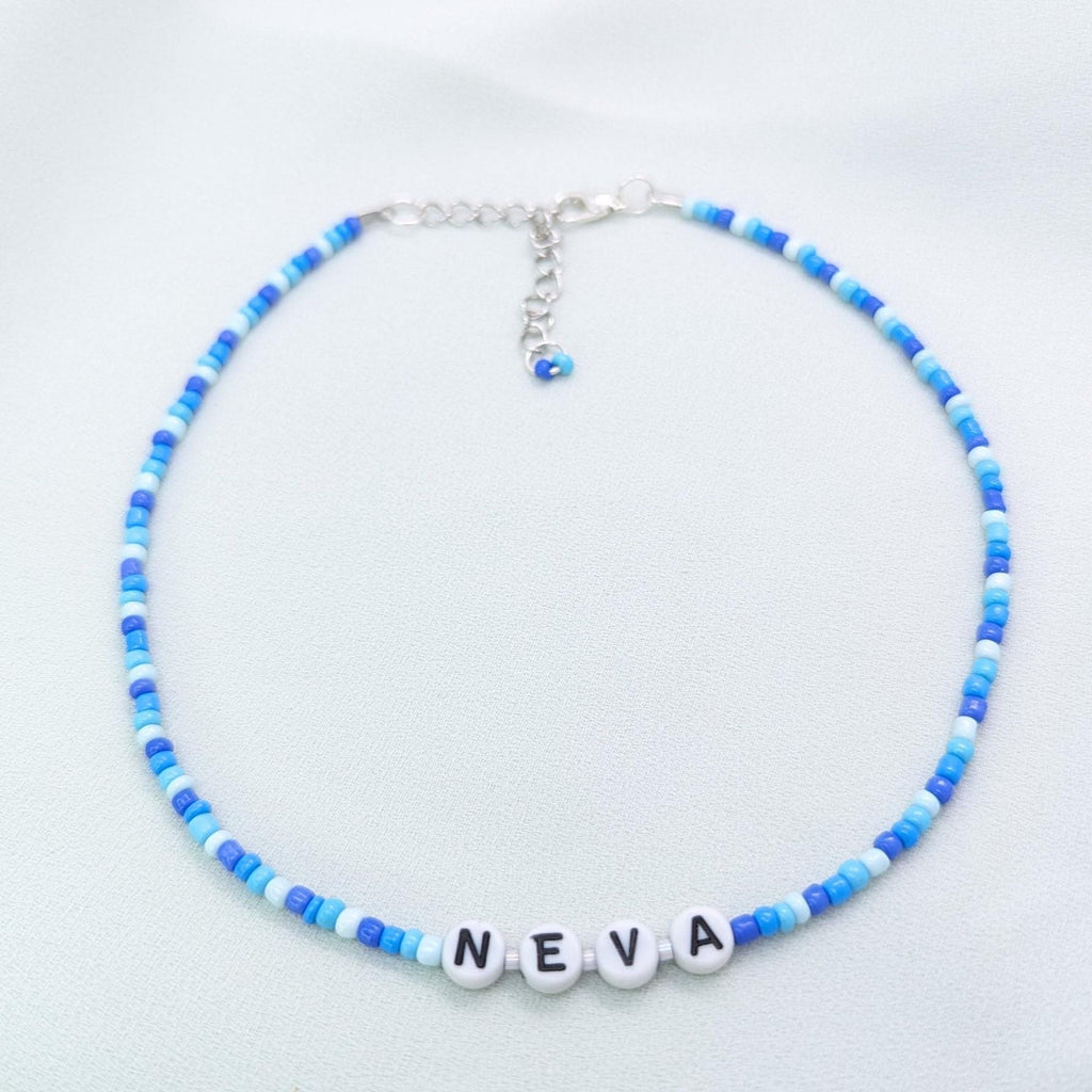 Personalised Beaded Necklace, Kids Name Necklace, Colourful Bead Choker