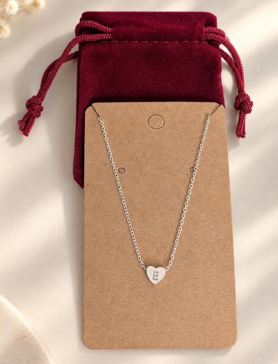 Personalized Heart Initial Necklace, Dainty Silver Pendant, Everyday Wear